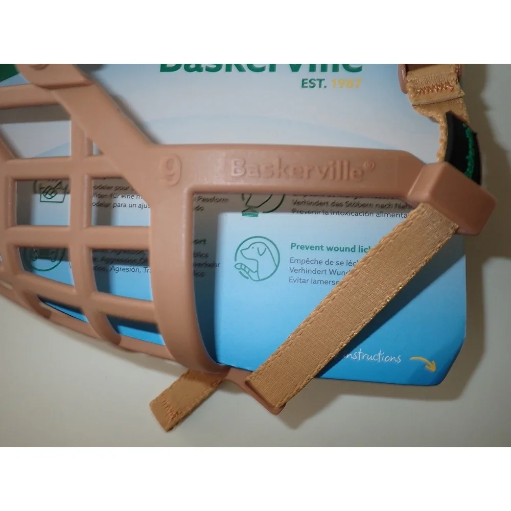 Baskerville Classic Basket Muzzle Tan Dog Safety Training Size 9